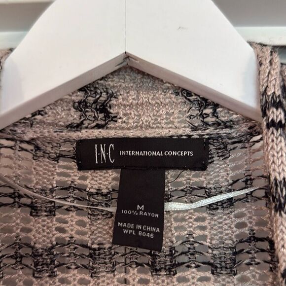 INC International concepts open knit striped draped cardigan sweater m - Picture 3 of 8